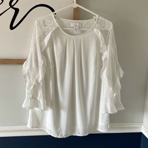 Aleesa W. Collection Lace Ruffle Sleeve Bl…